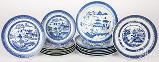 Chinese export Canton porcelain plates, 19th c.