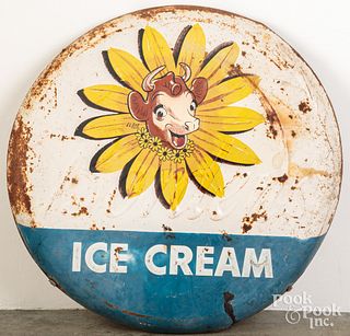 Borden's Elsie Ice cream button tin sign