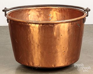 Large copper apple butter kettle, 19th c.