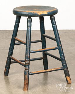 Blue painted stool late, 19th c.