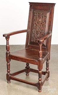 Jacobean carved oak armchair, late 17th c.