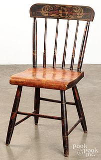 New England painted plank seat chair, 19th c.
