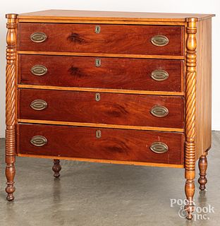 Sheraton cherry and mahogany chest of drawers
