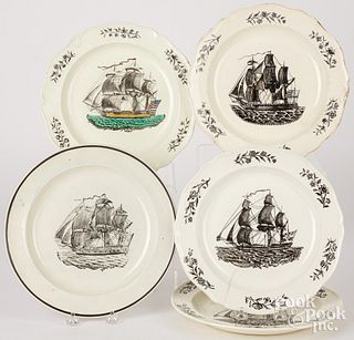 Five creamware plates, early 19th c.