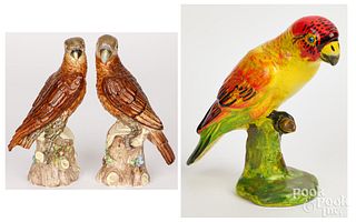 Pair of Carl Thieme Saxonian porcelain parrots
