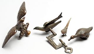 4 Small Cold-Painted Bronze, Brass, & Metal Birds