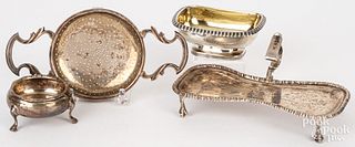Irish silver snuffer tray, 18th c., etc.