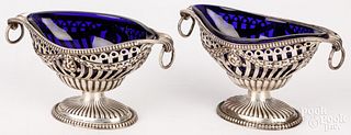 Pair of English silver master salts, early 19th c.