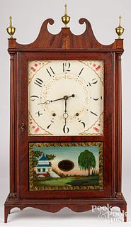 E. Terry Federal mahogany pillar and scroll clock