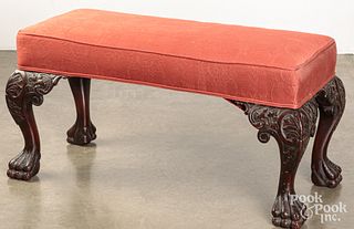 George III style carved mahogany ottoman, 19th c.
