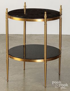 Brass marble top end table