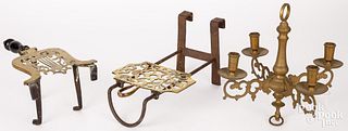 Two English brass and iron trivets, ca. 1800, etc.