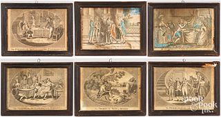 Group of six English Prodigal Son engravings