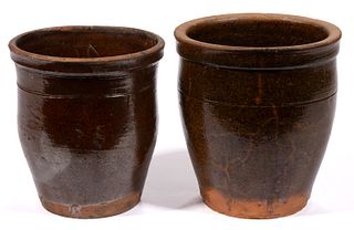 SHENANDOAH VALLEY OF VIRGINIA EARTHENWARE / REDWARE JARS, LOT OF TWO