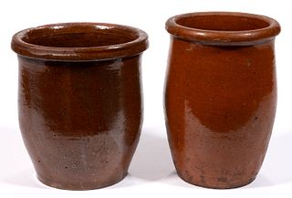 NEW MARKET, SHENANDOAH VALLEY OF VIRGINIA EARTHENWARE / REDWARE JARS, LOT OF TWO