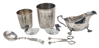 Seven Continental and English Silver Table Objects