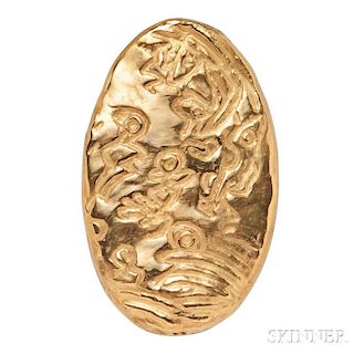 Artist-designed Surrealist 23kt Gold "Microbes" Pendant, Max Ernst