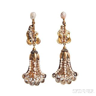 Two Pairs of Antique Gold Earrings