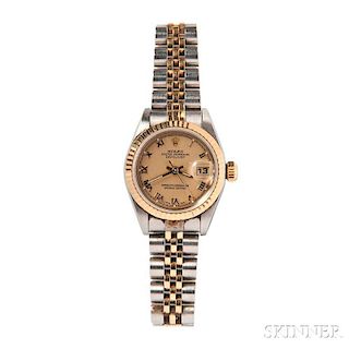 Lady's Stainless Steel and Gold "Oyster Perpetual Datejust" Wristwatch, Rolex