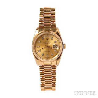 Gentleman's 18kt Gold "Oyster Perpetual Day-Date" Wristwatch, Rolex