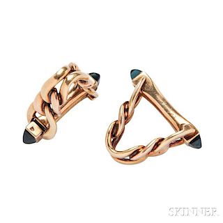 18kt Gold and Sapphire Cuff Links, Cartier