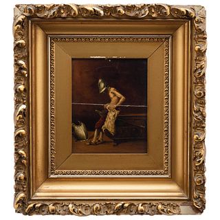ANÓNIMO (Ca. 1900), Don Quijote de la Mancha, Sin firma, Óleo sobre madera, 15 x 12 cm