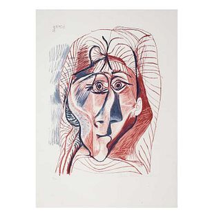 PABLO PICASSO, Visage de femme de face, Firmada por Marina Picasso, Litografía 93 / 500, 75 x 54 cm medidas totale
