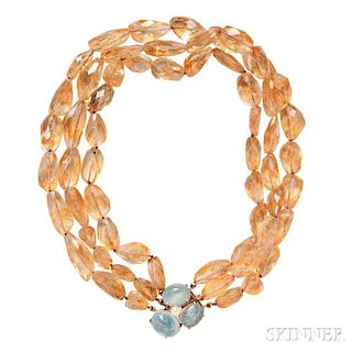 14kt Gold and Citrine Bead Necklace