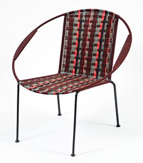 Woven Wrought Iron Circular Frame Armchair 