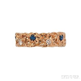 14kt Gold, Sapphire, and Diamond Band