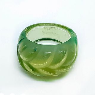 Lalique Opalescent Carved Glass Ring