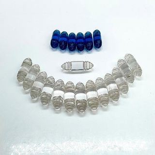 20pc Rene Lalique Glass Bracelet Beads, Renaissance