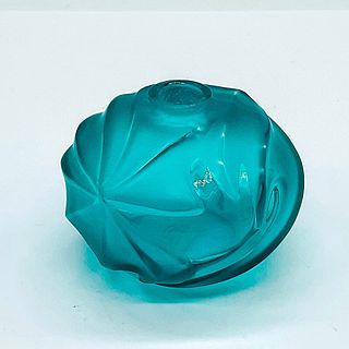 Lalique Crystal Small Turquoise Bud Vase