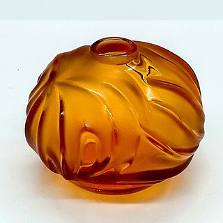 Lalique Crystal Small Amber Bud Vase