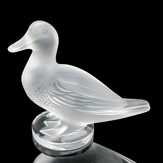 Lalique Frosted Crystal Paperweight, Canard Debout