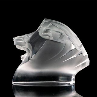 Lalique Crystal Paperweight, King Lion's Head