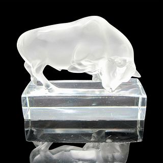Lalique Crystal Paperweight Figurine, Bull
