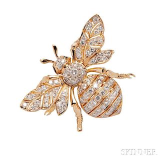 18kt Gold and Diamond Bee Brooch