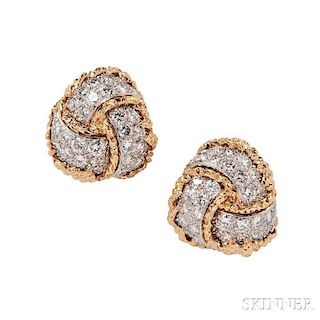 18kt Gold and Diamond Earclips, Tiffany & Co.