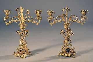 Pair of Bronze Candelabras