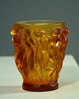 Lalique Amber "Bacchantes" Vase