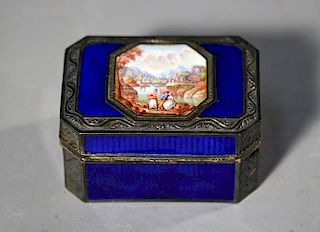 19th C. French Gilt Silver Enamel Box
