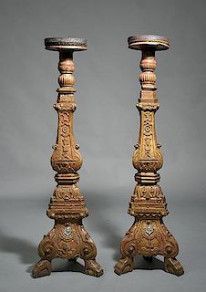 Pair of 18th C. Carved Torchières