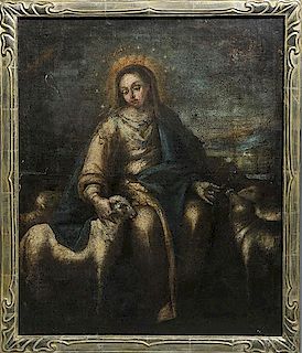 Late 17th C. Italian Oil of Madonna as Shepardess