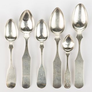 KENTUCKY, AND POSSIBLY OTHER, COIN SILVER SPOONS, LOT OF SIX