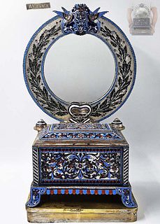19th C. Russian Faberge Style Cloisonne Enamel Vanity Box