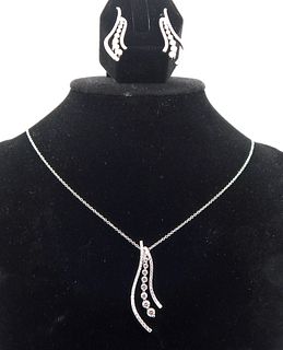 Steal the Night! 18k White Gold & 3.5ct Diamond Waterfall Necklace and Diamond Earring Set