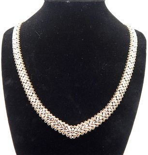 Beautiful 14k Italian Gold Chevron Necklace of Elegant Design