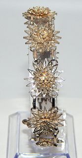 .999 Fine Silver Byzantium Style Flower Bracelet & Earring Set 