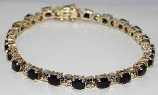 5.25ct Sapphire & Diamond Tennis Bracelet set in .925 Sterling Silver